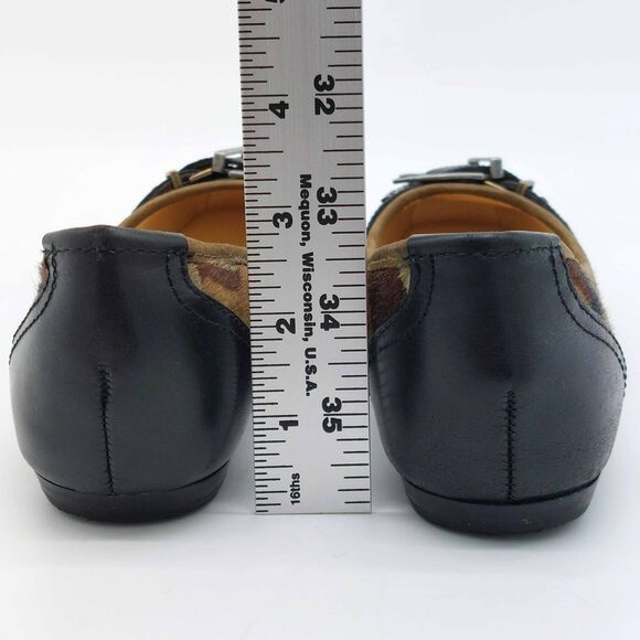 Gianni Bini Camo Haircalf Ballet Flats Women’s Sz 8M Leather Upper Buckle Studs - Picture 4 of 11
